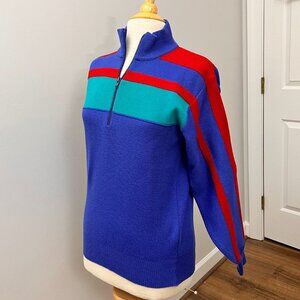 Meister Vintage Striped Color Block Wool Ski Sweater Sz S